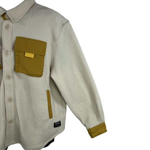 WESC NWT Sweden Sherpa Cargo Shacket Unisex Men XL Women XXL Color Block Jacket - Picture 6 of 16